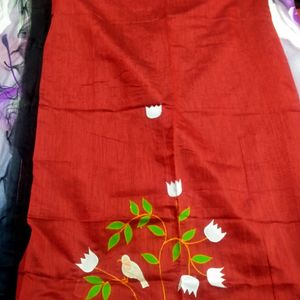 Red And Black Cotton Saree