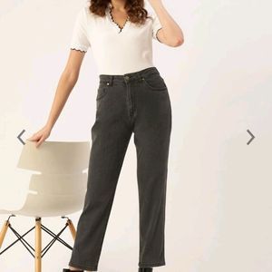 Charcoal Boyfriend Fit High Rise Jeans