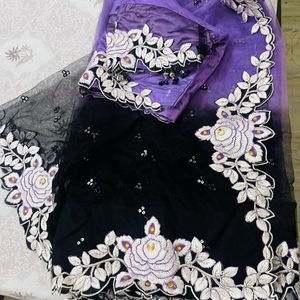 Back And Purple Saree