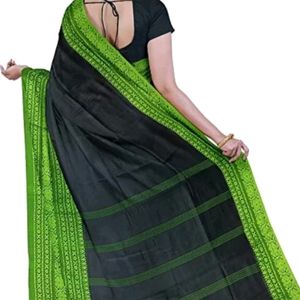 Begumpuri Pure Cotton Green Black Saree