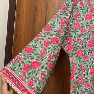 Floral Print Cotton Kurta For Women