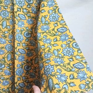 Anouk Yellow And Blue Printed Cotton Kurta