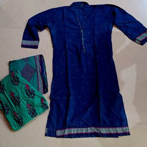 Price Drop! Royal Blue Pure Cotton Kurta Stitched