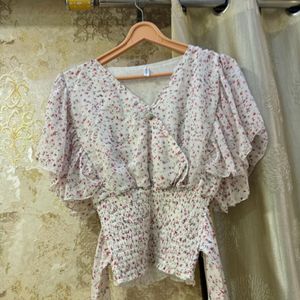 Ribbon Printed Beautiful Pink Top