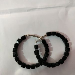 Eye Catchy Black Beads Hoops