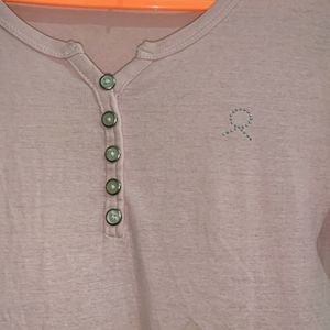 Cute pink full t shirt with rhinestones