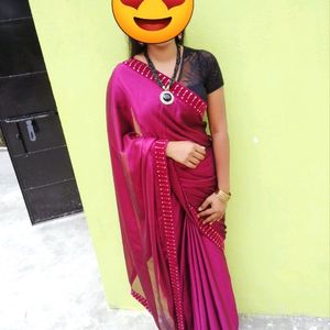 Maroon Chiffon Saree