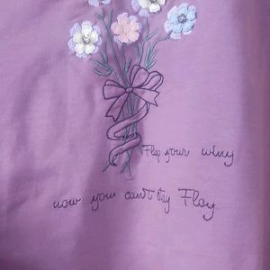 Sweatshirt With Cute Flowers And Letters