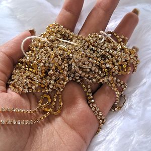 JEWELRY RAW MATERIAL - GOLDEN STONE CHAIN - NEW