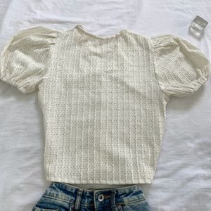 Dreamy Pinterest Cute Puff Sleeve White Top