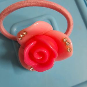 Hard Rose Flower Hair Rubber Band