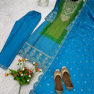 New Unused Pure Chinnon Resham Work Suit