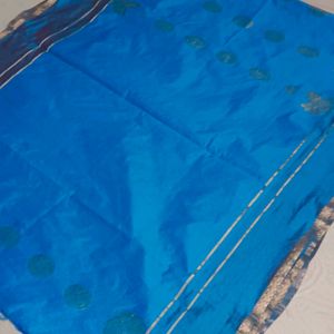 Blue Colour Women Cotton Silk Zaree Saree