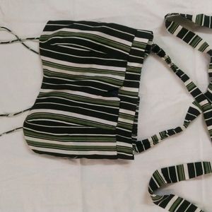 Green Crop Top With Wrap Detail