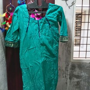 Sea Green Side Open Kurti