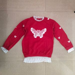 Red Beautiful Butterfly Top