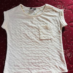 Slef Embroidery White T Shirt