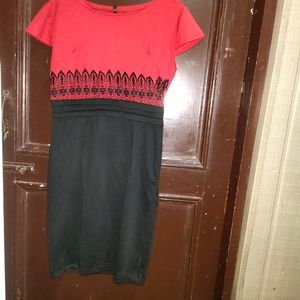 Women Red Black Skater Dress