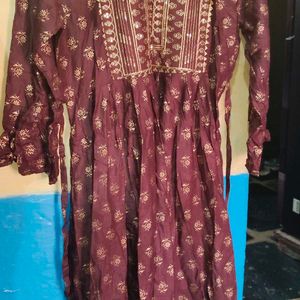 Two Kurtis Of Blue And Brown.Size : L