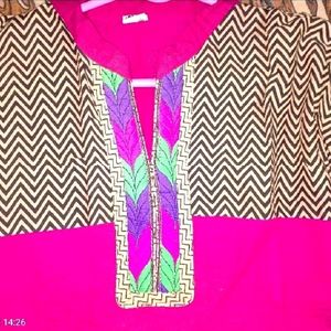 🎉OFFER ‼️Pink check Straight kurti ‼️