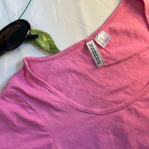 H&M round neck top pink