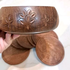 New WoodenTea Coasters Set Of 6 Antique