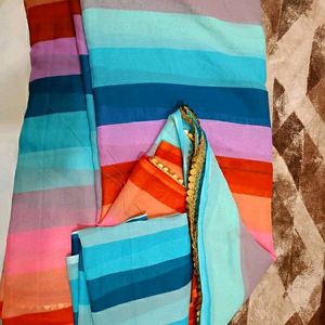 Multicolored Striped Saree 👌👌new