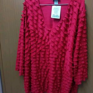 Red Color Fril Top