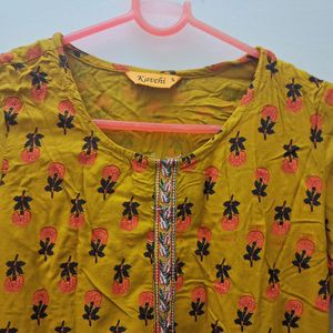 Printed Mustard Yellow Kurta