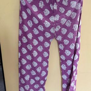 Lavender Floral Print Kurta Pant Set