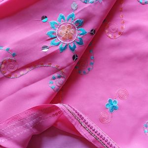 Women Pink Embellished Saree