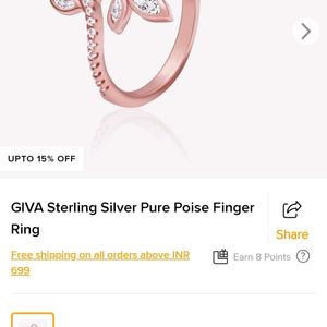 GIVA Silver Rose gold Ring