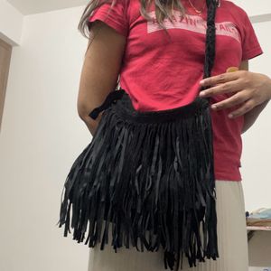 Black Fringed Bag