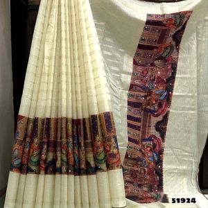 Soft Kota Check With Kalamkari Print Saree