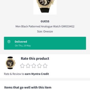 Guess Black Pattern Gold Watch