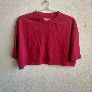 red boxy crop top