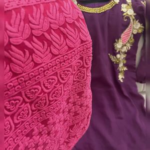 PINK & PURPLE KURTA PLAZZO & DUPATTA