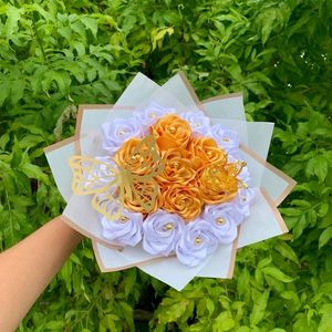 Aesthetic Ribbon Rose Bouquet With Glitter