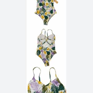 Floral Print Swimsuit  with Back Detailing