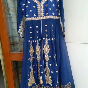 Astonishing Navy blue and Pink Anarkali kurta an