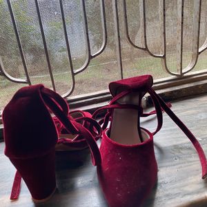 Velvet Red Maroonish Heels