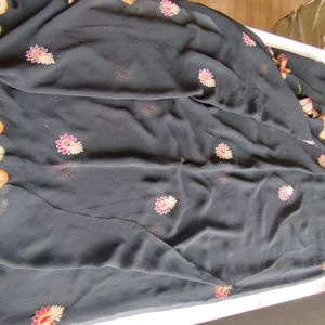 Black Floral Border Sarees (Women's)