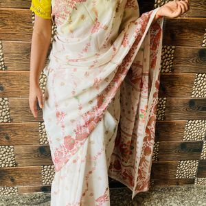 Designer Jaipuri Peacock Print 🦚  Saree