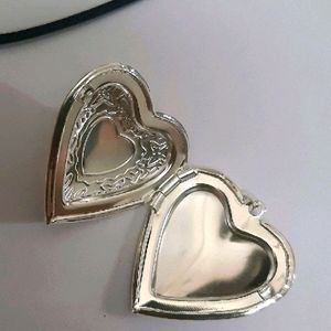 Big Silver Heart  Engraved Opening Photo Pendant