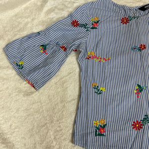 Embroidery Blue Top