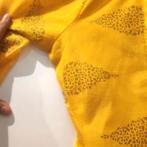 Beautiful Yellow shrug with white kurta | M