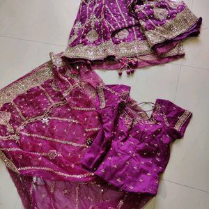 Purple 💜 Hand Work  Zardosi Lehenga