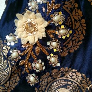 Royal Blue Banarasi Silk Dress