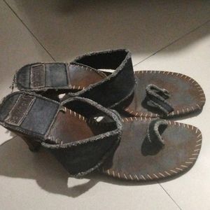 Heavily Used Denim Heels