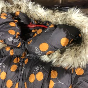 Kids Winter Puffer Jacket With Fur Hood-